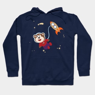 Space monkey or astronaut in a space suit with cartoon style Hoodie